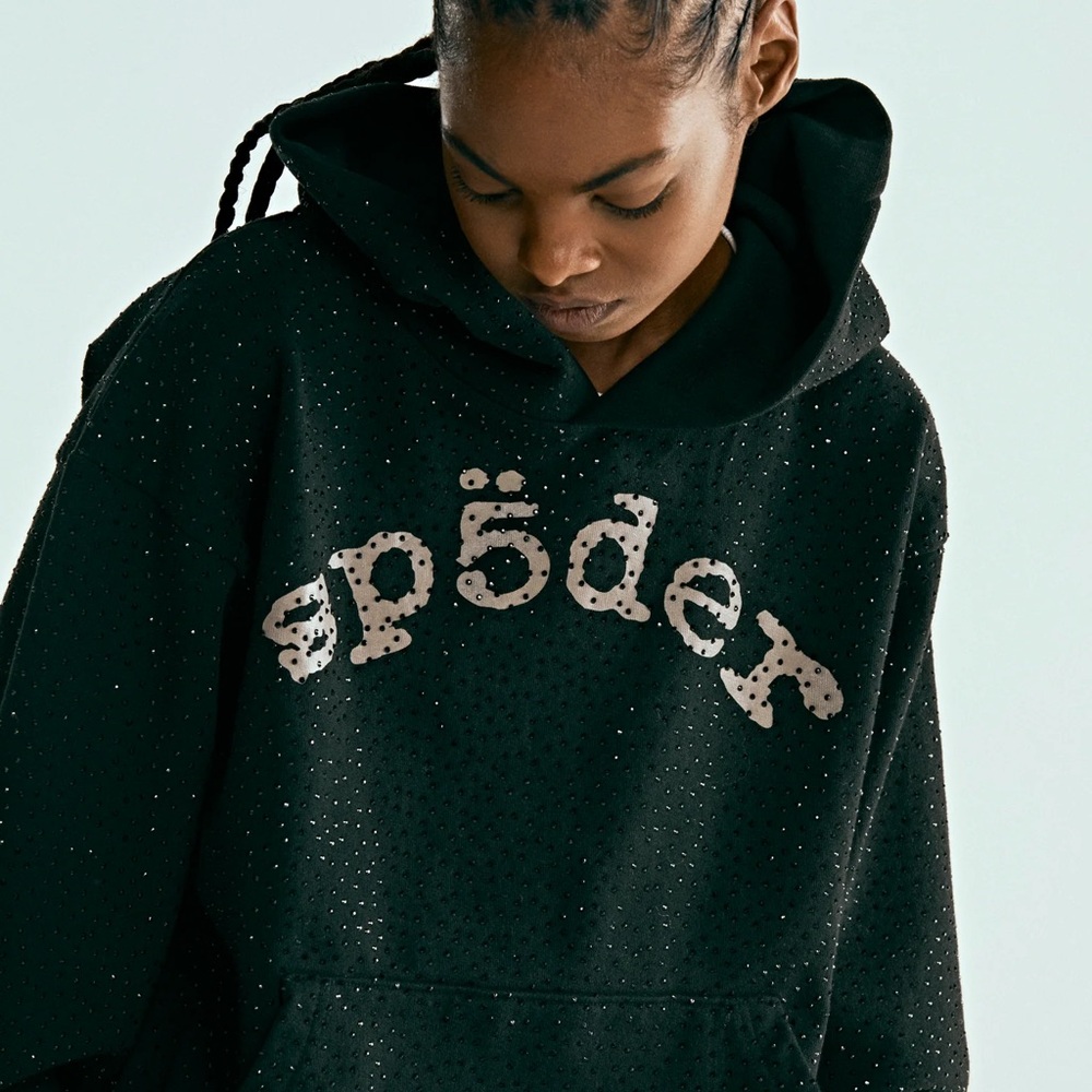 Spyder Black Hoodie with White Logo and Sparkle